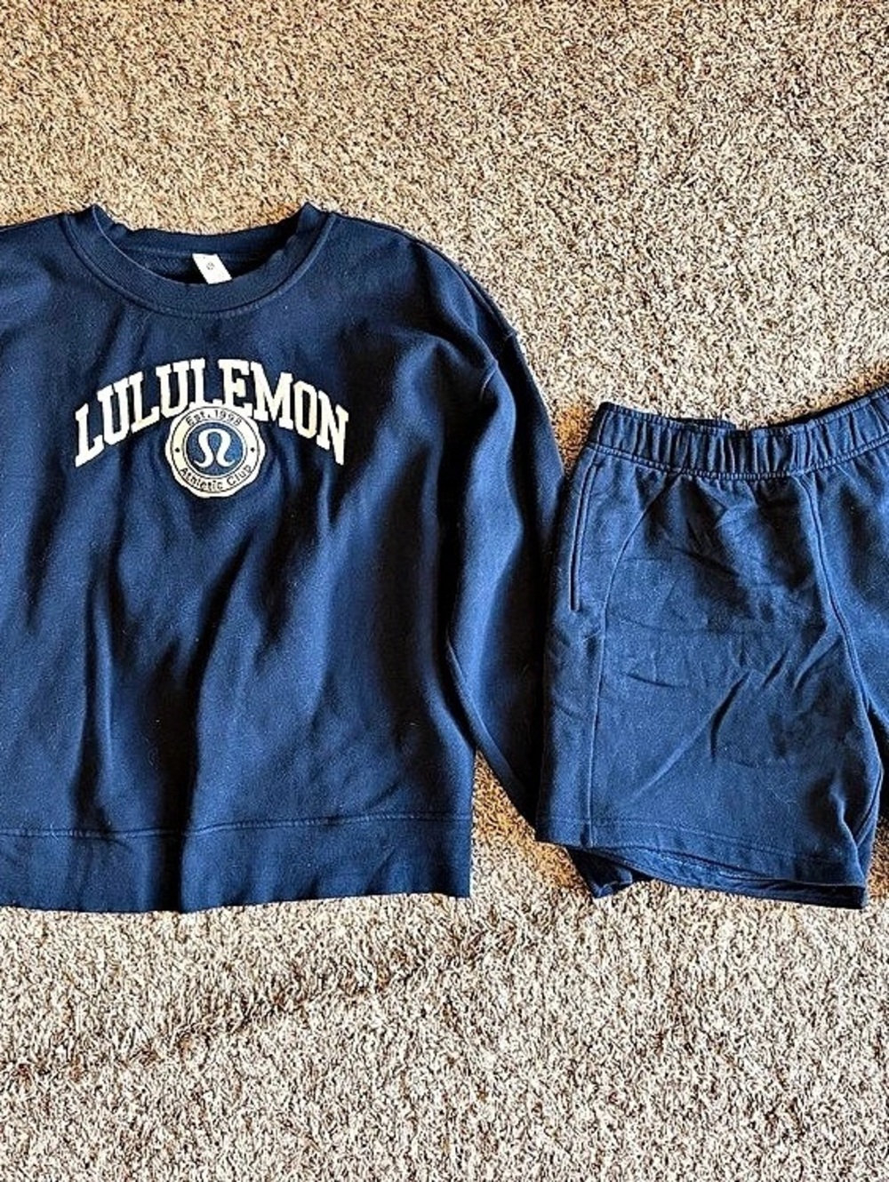 Lululemon Scuba Matching Navy Sweatshirt and Shorts Set